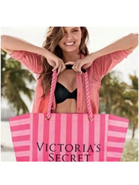 Victoria's Secret Weekender Tote Pink Stripe Size Large Great for Traveling